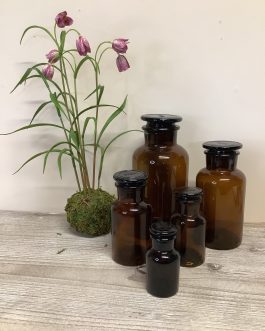 FRENCH STYLE APOTHECARY GLASS BOTTLES (SET 5)