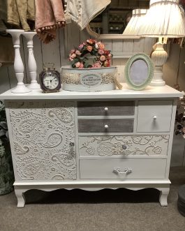 FLORAL EMBOSSED SHABBY CHIC CABINET