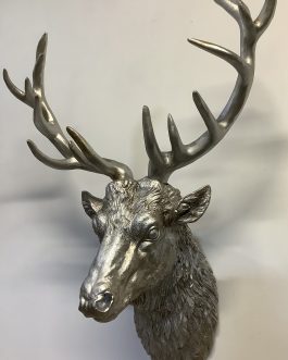 ANTIQUE SILVER STAG’S HEAD WALL MOUNT