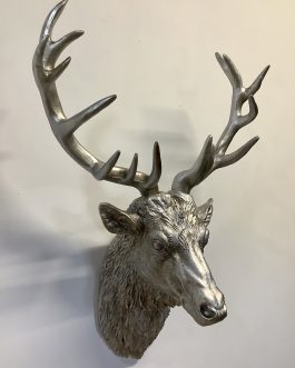 ANTIQUE SILVER STAG’S HEAD WALL MOUNT