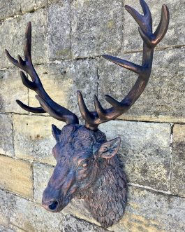 ANTIQUE BRONZE STAG’S HEAD WALL MOUNT
