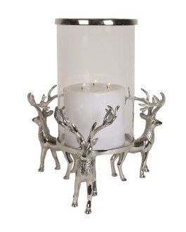 SILVER STAG BASE HURRICANE CANDLE HOLDER