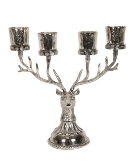 SILVER STAG’S HEAD T-LIGHT HOLDER