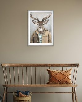 STAG IN DUFFLE COAT CANVAS PICTURE