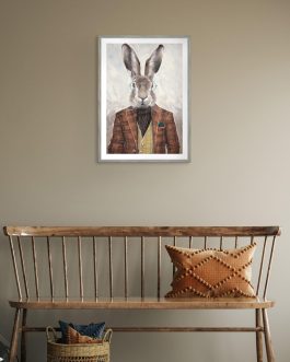 DRESSED HARE CANVAS FRAMED PICTURE