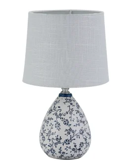 BLUE AND WHITE SMALL TABLE LAMP AND SHADE