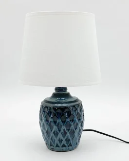 BLUE CERAMIC LAMP AND SHADE