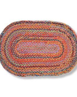 OVAL JUTE AND COTTON BRAIDED MAT