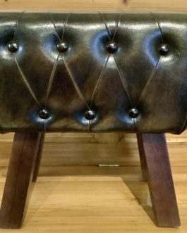 BUTTONED LEATHER STOOL/FOOTSTOOL (2)