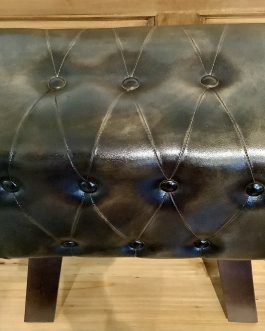BUTTONED LEATHER STOOL/FOOTSTOOL (2)