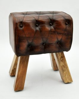 BUTTONED LEATHER STOOL/FOOTSTOOL